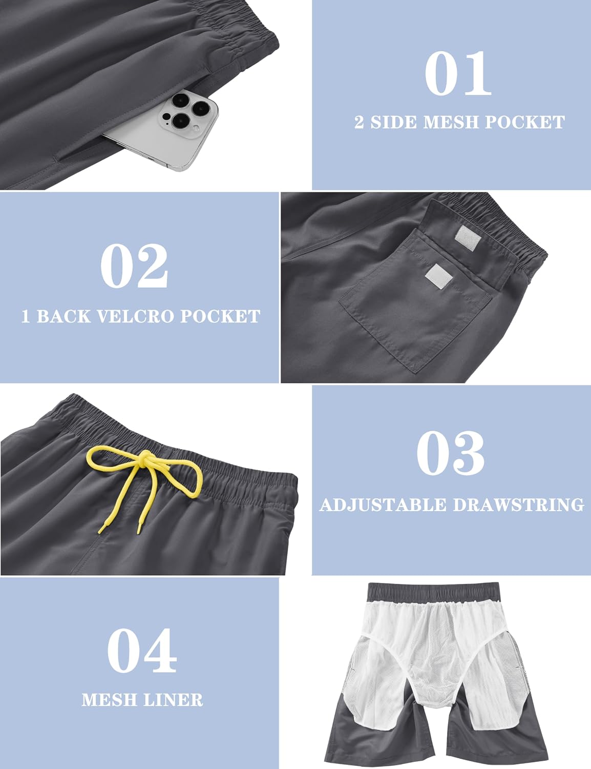 Thumbnail 4 de TACVASEN Men's Swim Short with Mesh Lining and Pockets