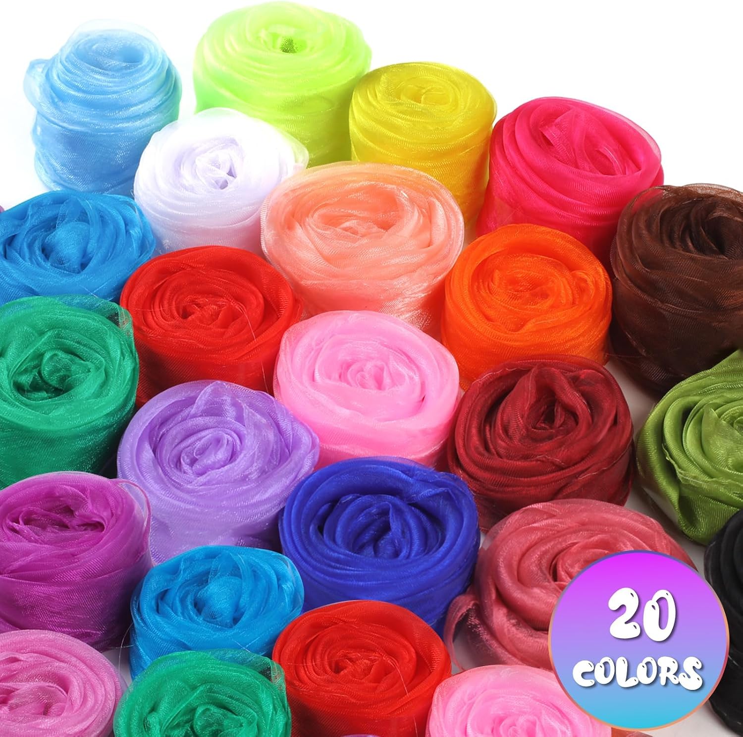 Detalle de Hopton 20 Stück Jongliertücher – Bunte Chiffontücher 60 × 60 cm