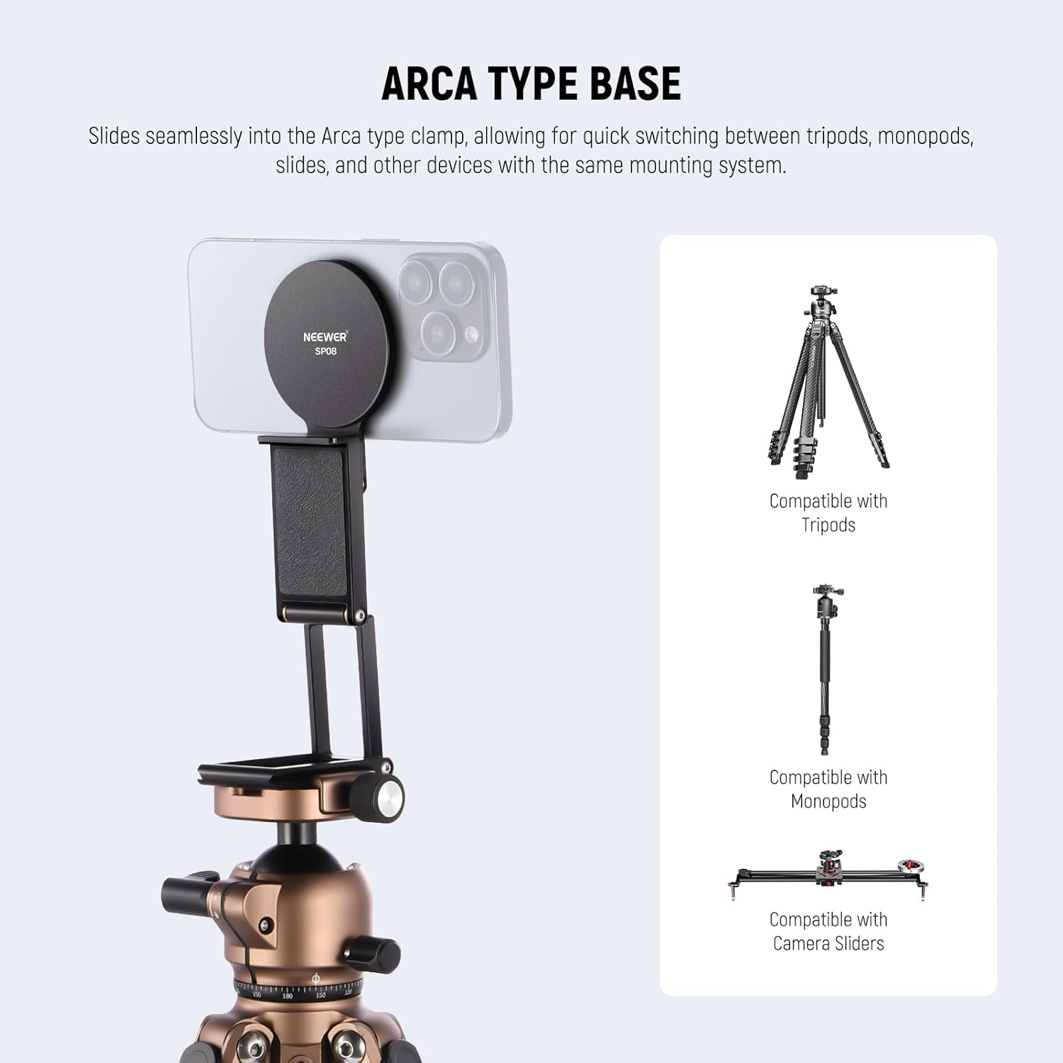 Detalle 2 de NEEWER Continuity Camera Mount magnetico per monitor da scrivania SP08, base tipo Arca e compatibile MagSafe