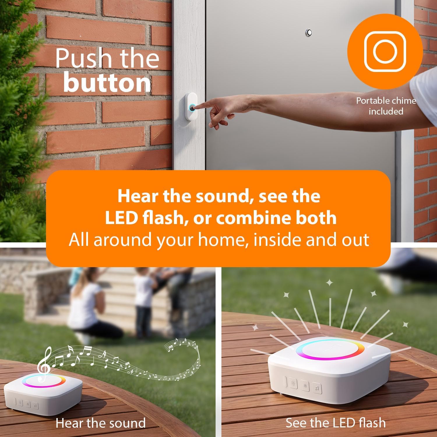 Thumbnail 3 de Smartwares PD-4922 Wireless Doorbell Set: Portable Chime, 300 m Range and 36 Melodies
