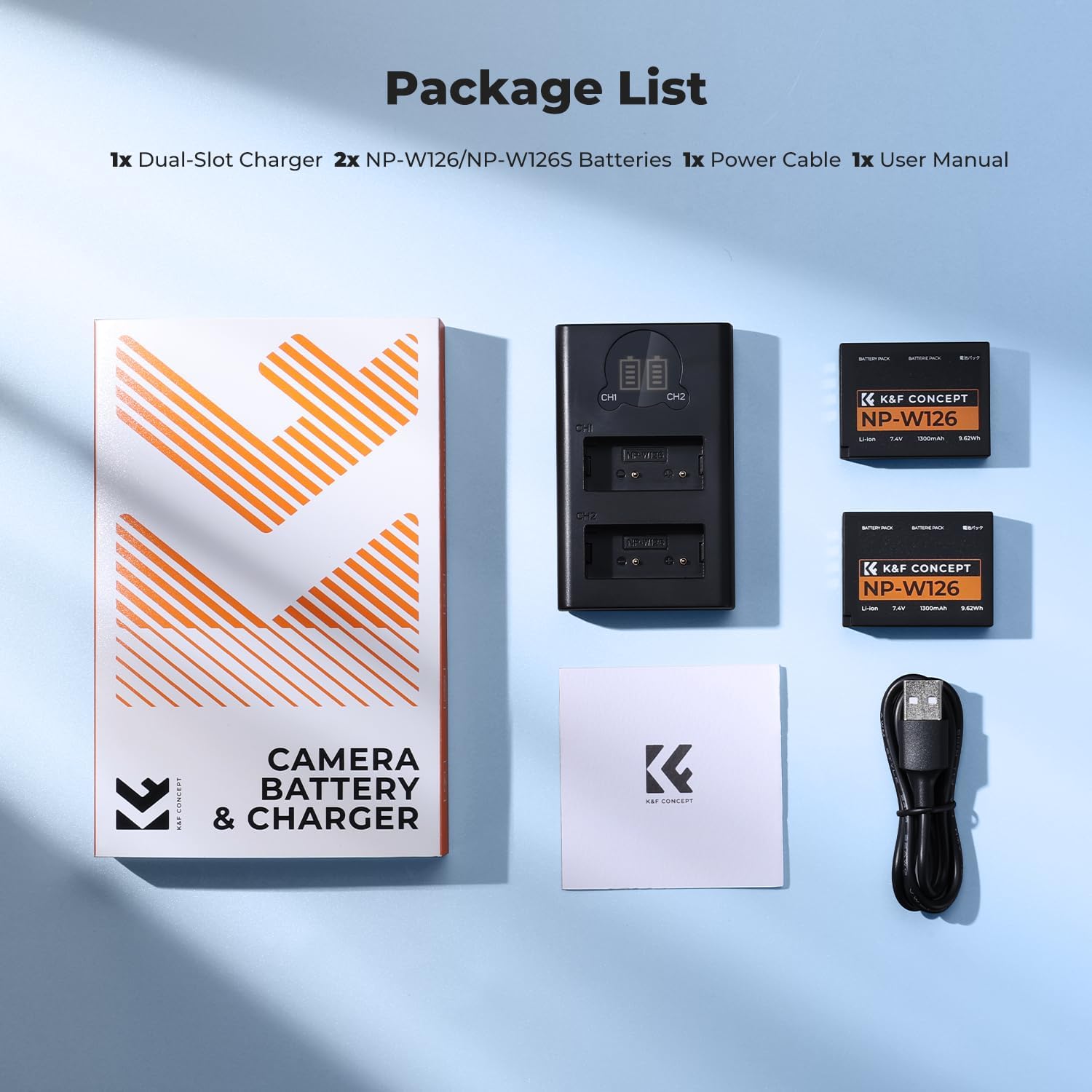 Thumbnail 6 de K&F CONCEPT NP-W126 Caricabatterie doppio 1300 mAh