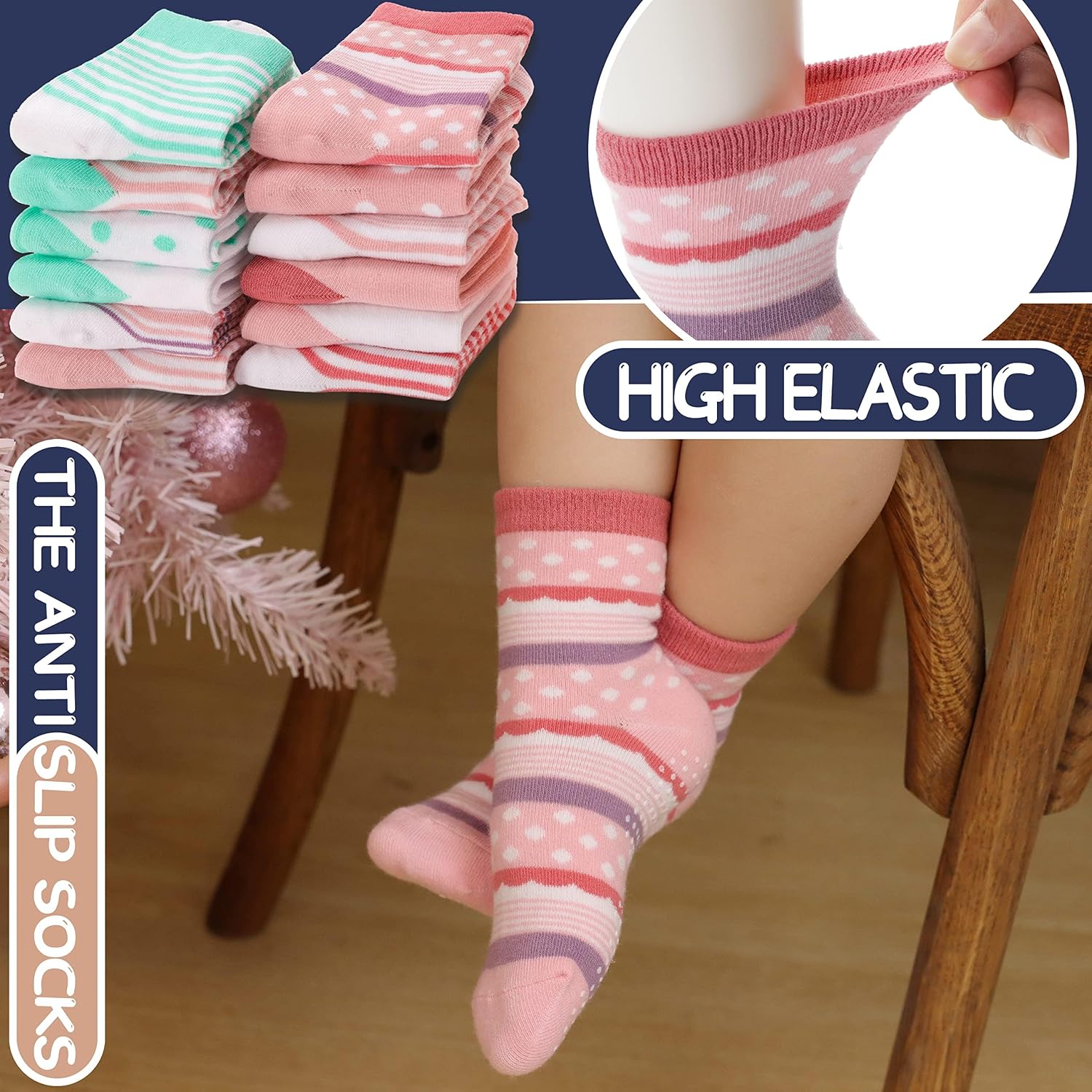 Detalle 2 de ANTSANG Anti-Rutsch Stoppersocken 12 Paar