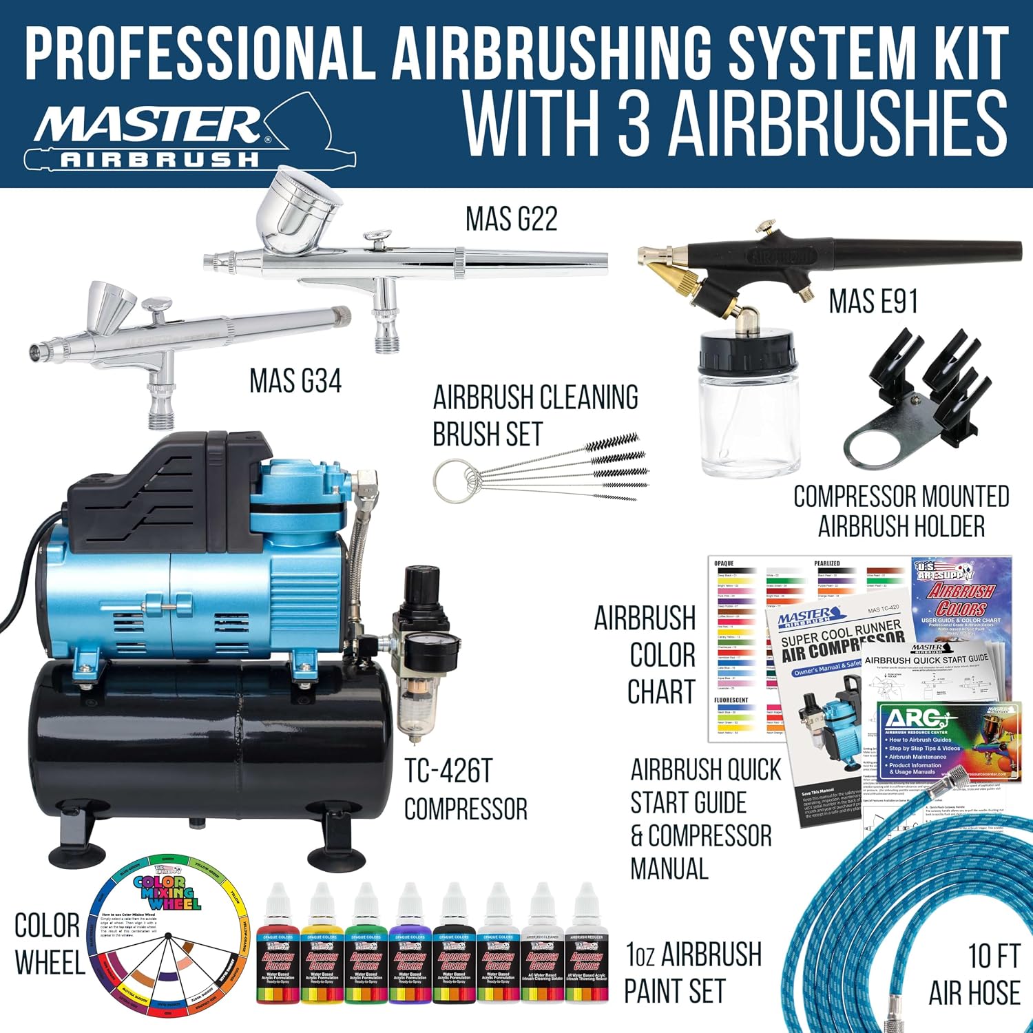 Detalle 2 de Master Airbrush MAS KIT-SP426 Airbrushing System with Dual-Fan Compressor