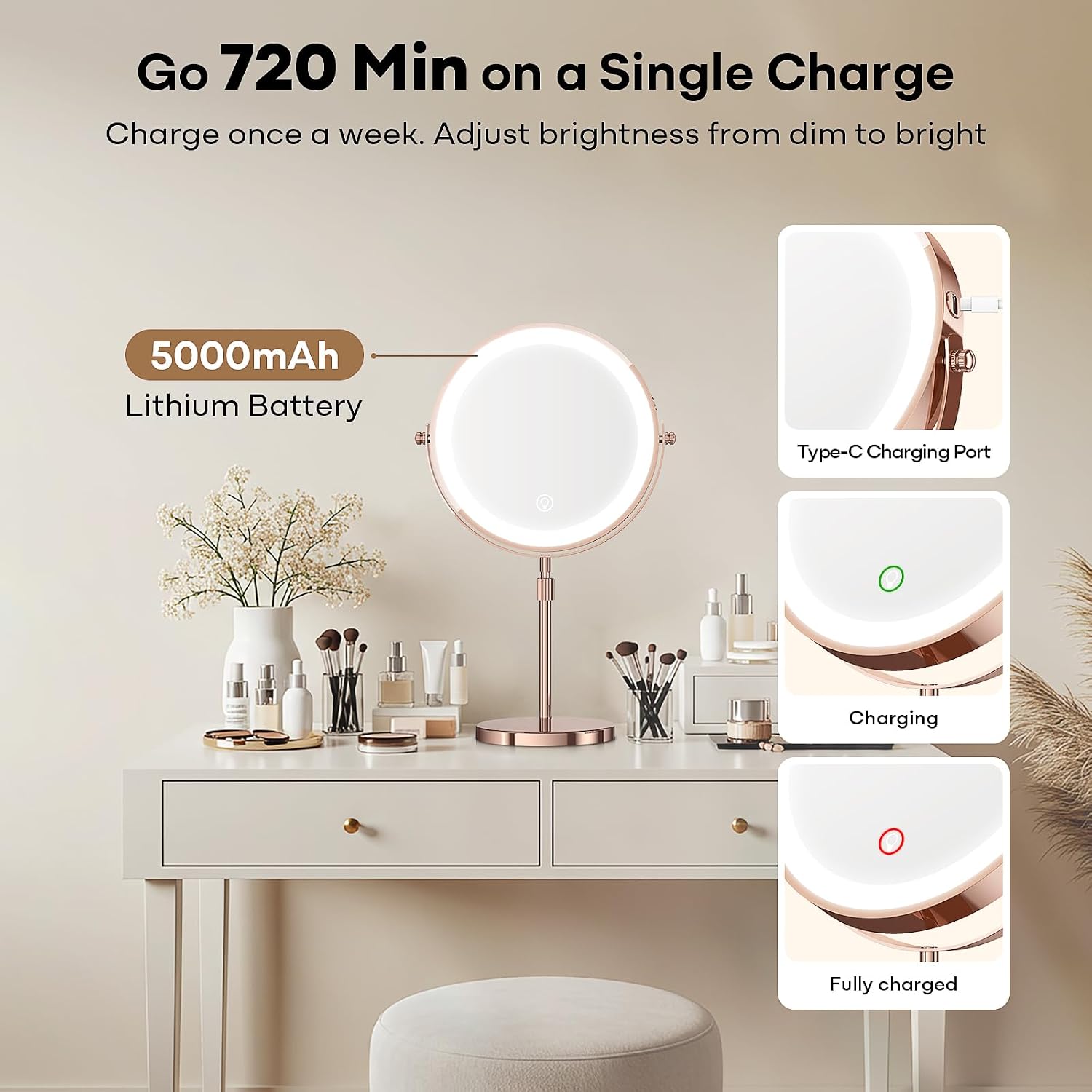 Detalle 2 de Dienmern Makeup Mirror 5000mAh