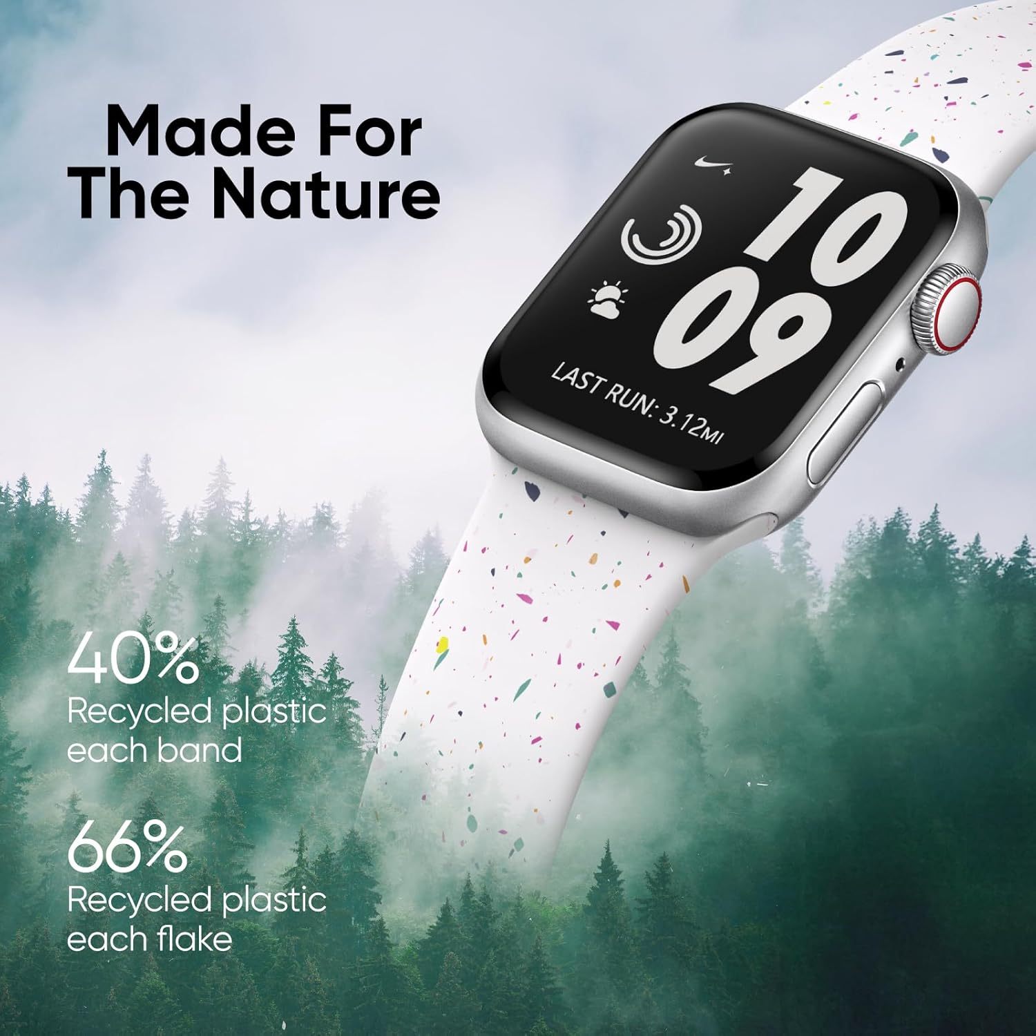 Detalle 2 de Superuper Sport Strap for Apple Watch (Series 4–11, SE3, Ultra 3) — Recycled Silicone, Speckled Design