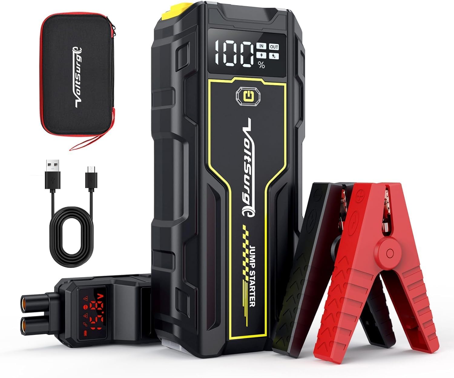 Detalle de VoltSurge VoltSurge 6000A Jump Box (bis 8L Diesel, 12V) – tragbarer Starthilfe-Booster mit USB und LED-Lampe