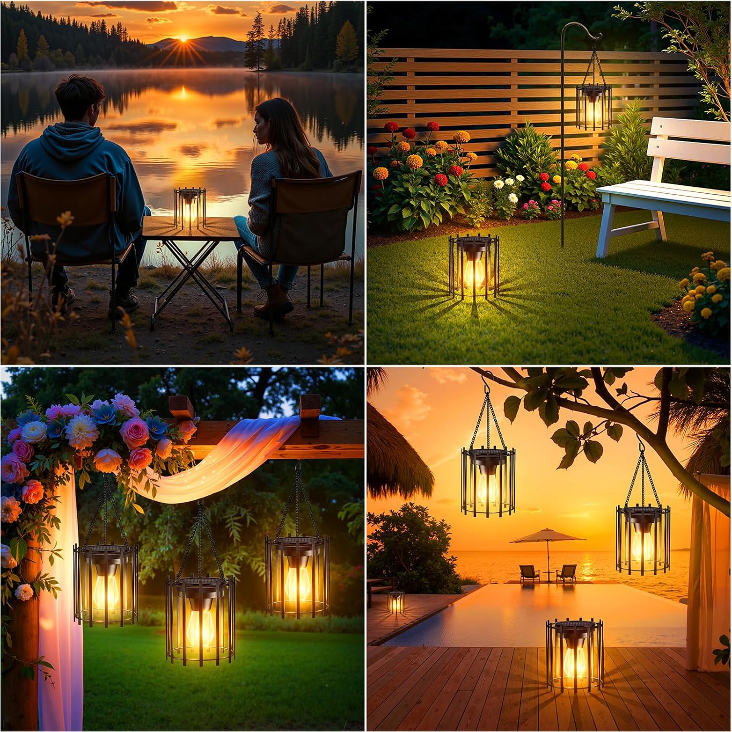 Thumbnail 6 de RECHOO Solarlampen für außen hängend (2er-Set) mit warmem LED-Licht, IP65