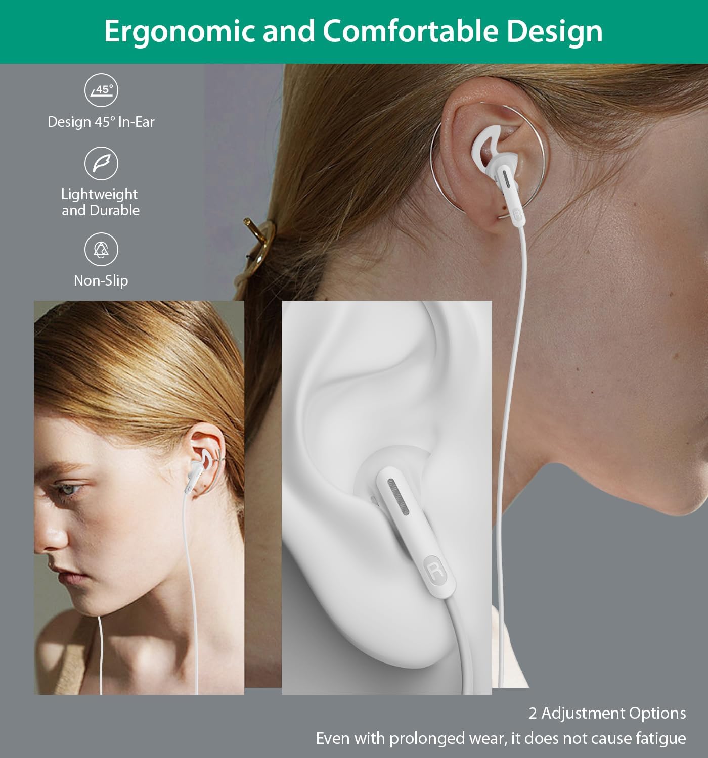Thumbnail 3 de USB C Earphones with Mic for iPhone, Samsung and more – Wired Type-C Headphones (White)
