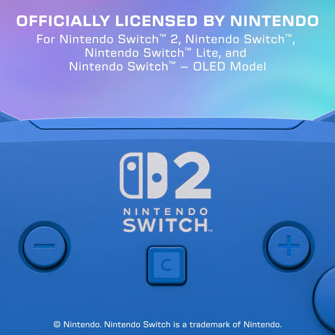 Detalle de Turtle Beach Afterglow Wave Blau – kabelloser RGB-Gaming-Controller für Nintendo Switch 2 (offiziell lizenziert)