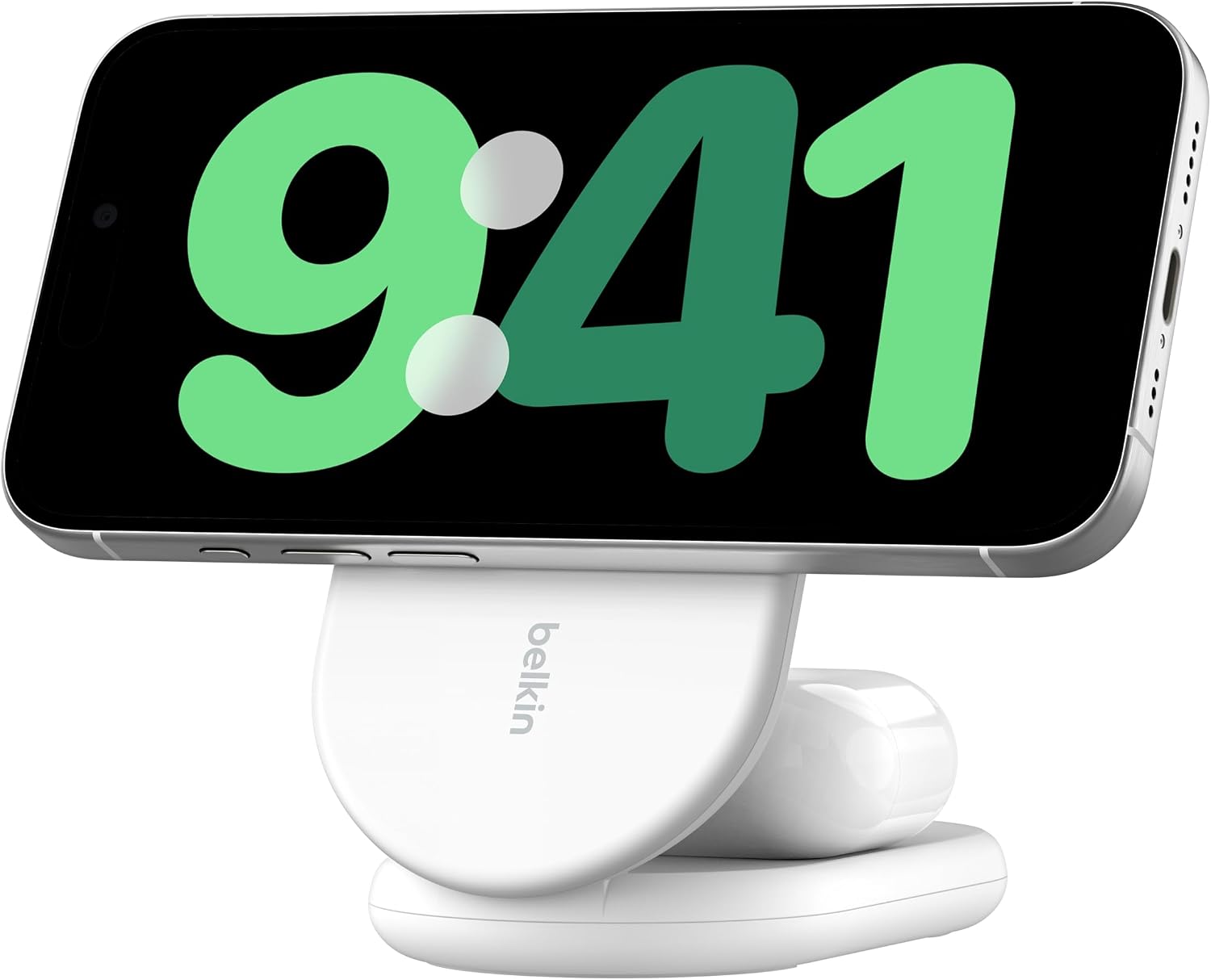 Belkin Qi2 2-in-1ワイヤレス充電スタンド 折りたたみ式・最大15W・ホワイト