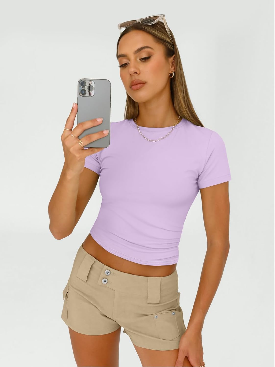 Thumbnail 2 de AUTOMET Womens 3 Piece Y2K Crop Tops Set – Slim Fit Short Sleeve Basic Shirts
