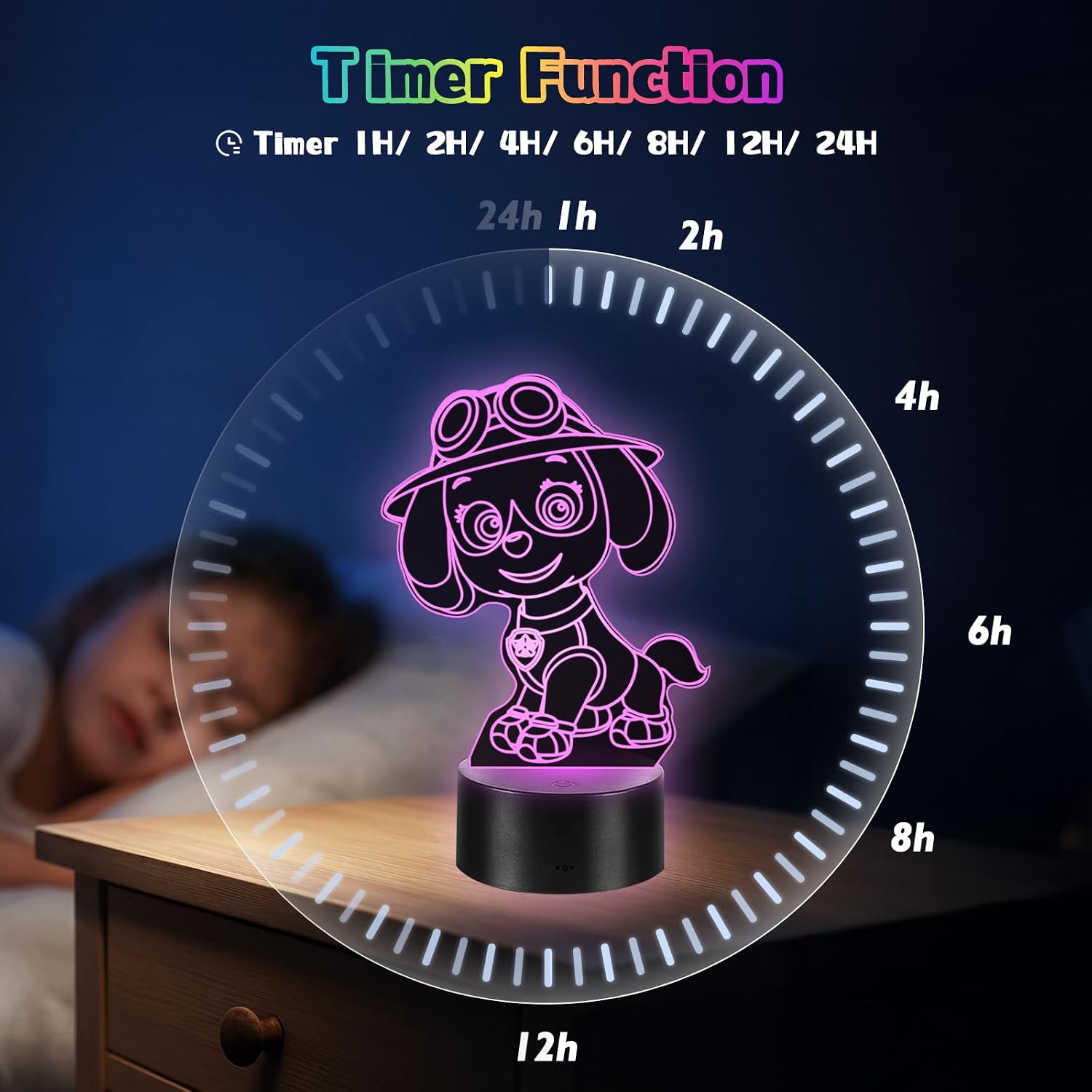 Detalle de 2er Set Paw Dog Nachtlicht mit Timer