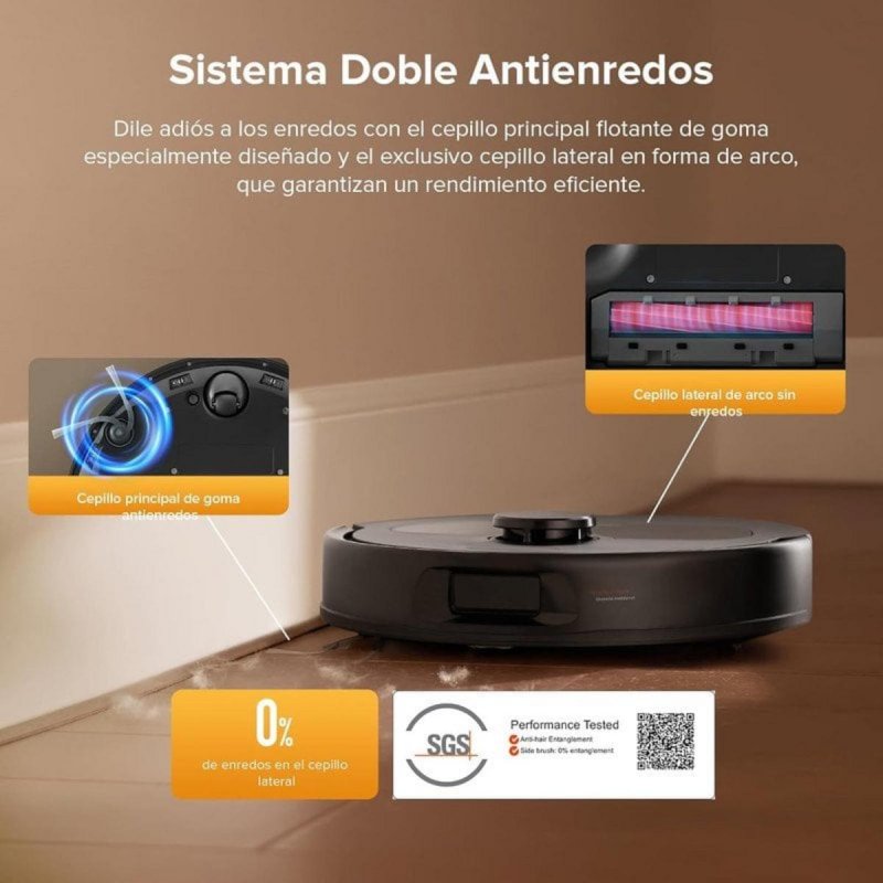 Detalle de Roborock QV 35S: Robot aspirador con base, mopa giratoria y autovaciado para casa sin sinergias de mantenimiento