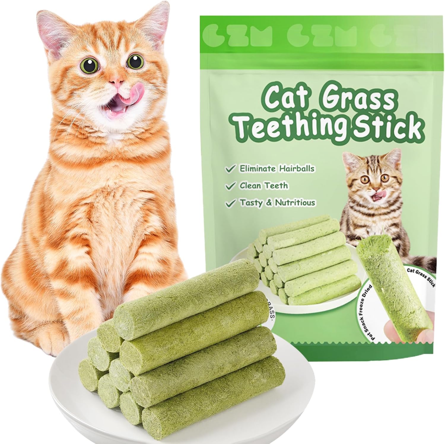 OSDUE 30g Bastoncini da Masticare all’erba gatta con Pollo e Olio di Pesce – 6 Snack Dentali