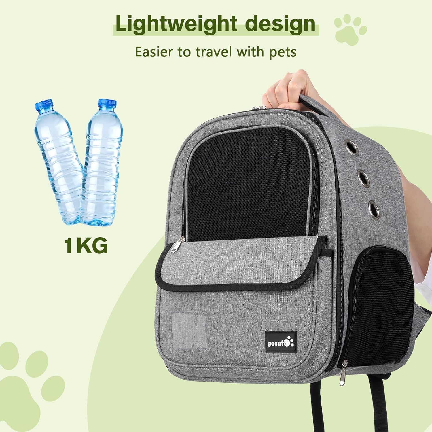 Thumbnail 6 de Pecute Pecute Respirant sac à dos de transport pour chat et petit chien avec matelas en peluche amovible