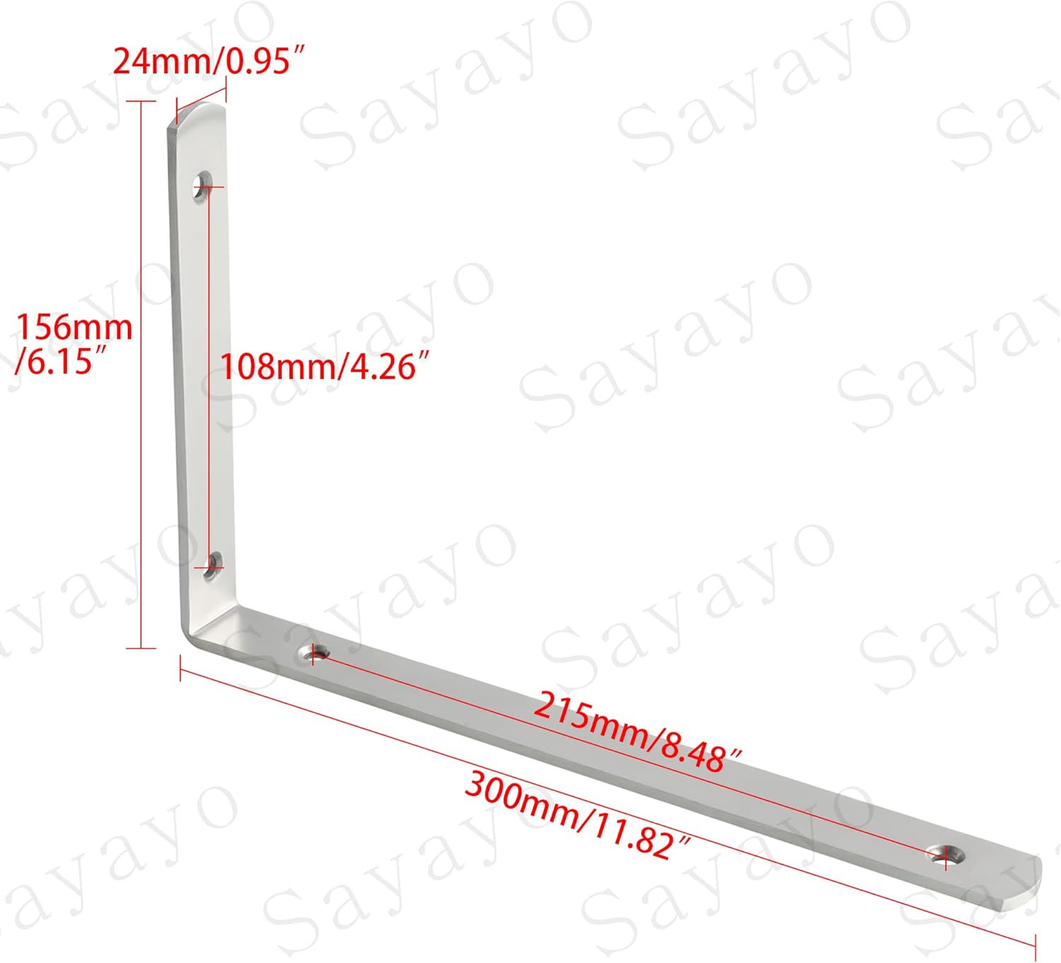 Detalle de Sayayo 4mm Shelf Bracket Corner Brace Joint Angle Bracket – Stainless Steel, 300x156mm (2 Pack) EJ5230-2P