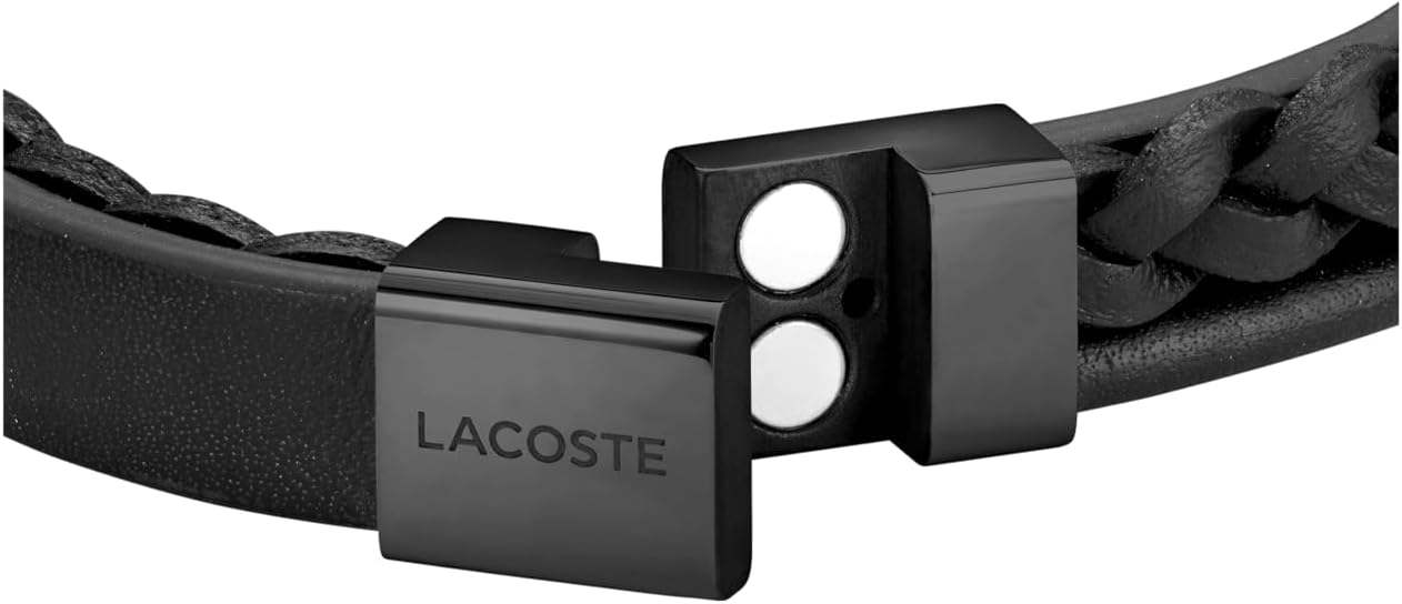 Thumbnail 2 de Lacoste Braccialetto da Uomo Collezione FUSION: cinturino in pelle Nera o Verde con piastra in acciaio inossidabile