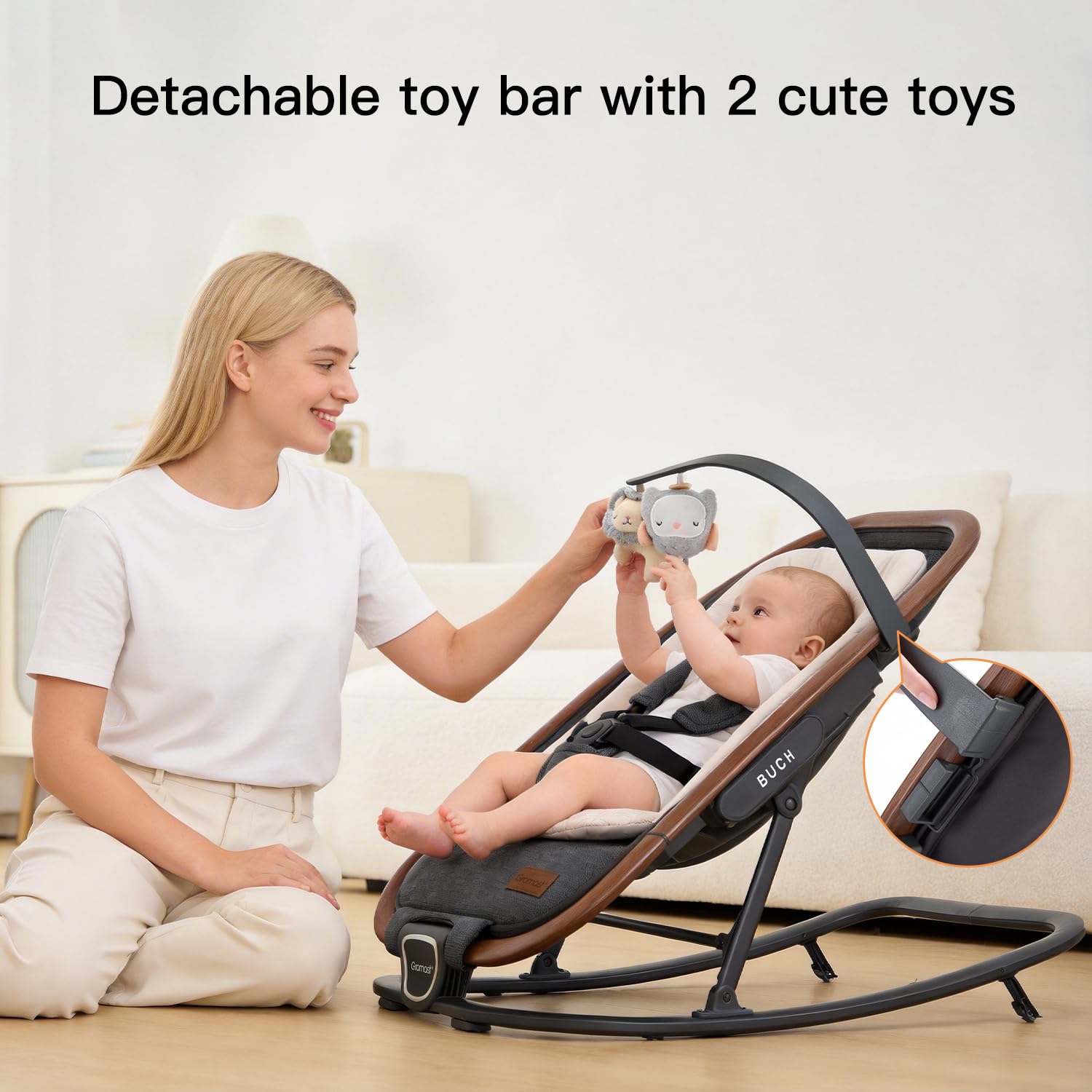 Detalle de Gromast 2-in-1 Baby Bouncer Seat, 3 Backrest Positions, Dark Gray