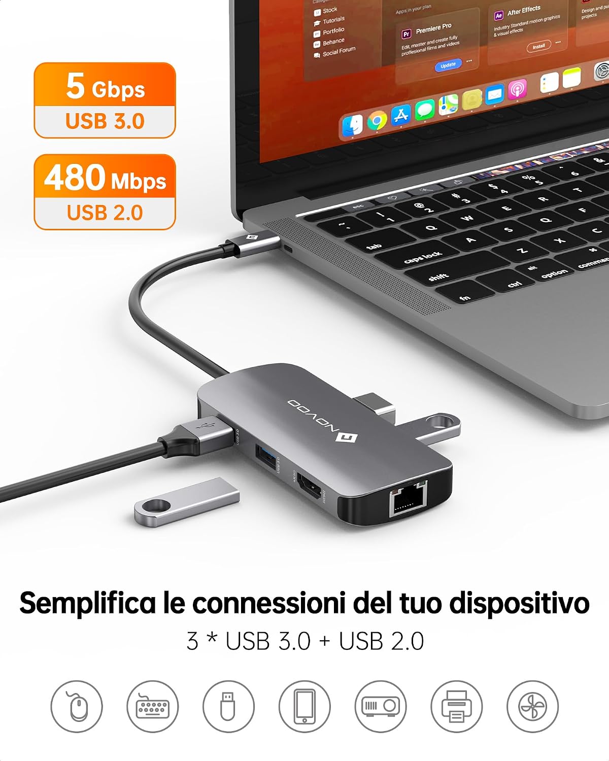 Thumbnail 4 de NOVOO Hub USB-C 7 in 1 con HDMI 4K