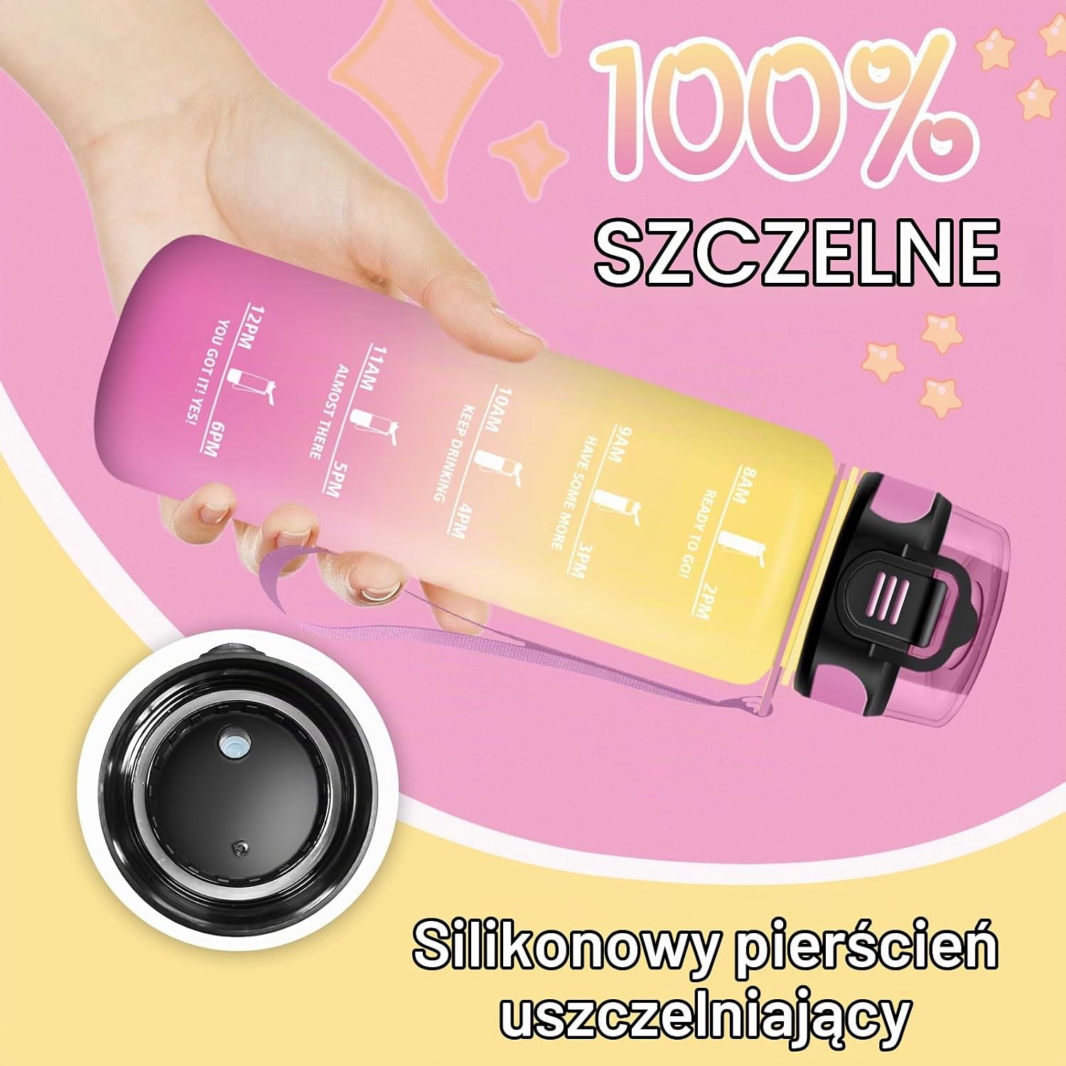 Detalle de Grsta Grsta-TY-SHZYG-500ML-JB-Yellow-Pink – butelka dla dzieci 500 ml z podziałką