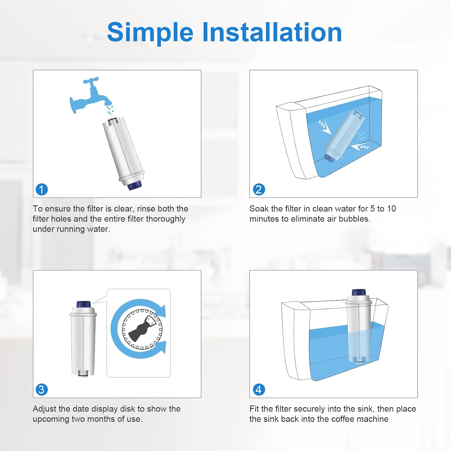 Detalle 1 de Molifal FW600-waterfilter voor De’Longhi, set van 6 met actieve kool