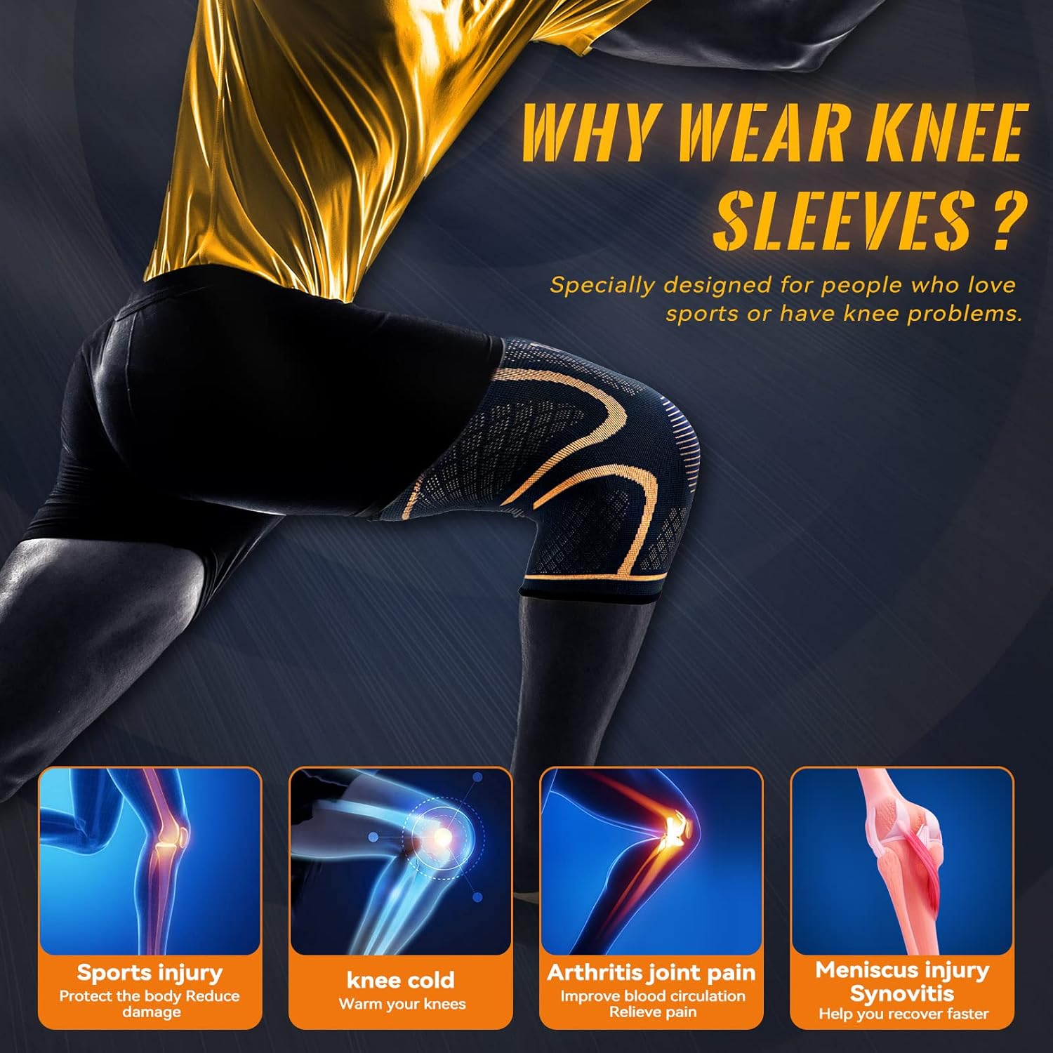 Thumbnail 2 de Copper Knee Braces 2-Pack Compression Knee Sleeve Large 🩺