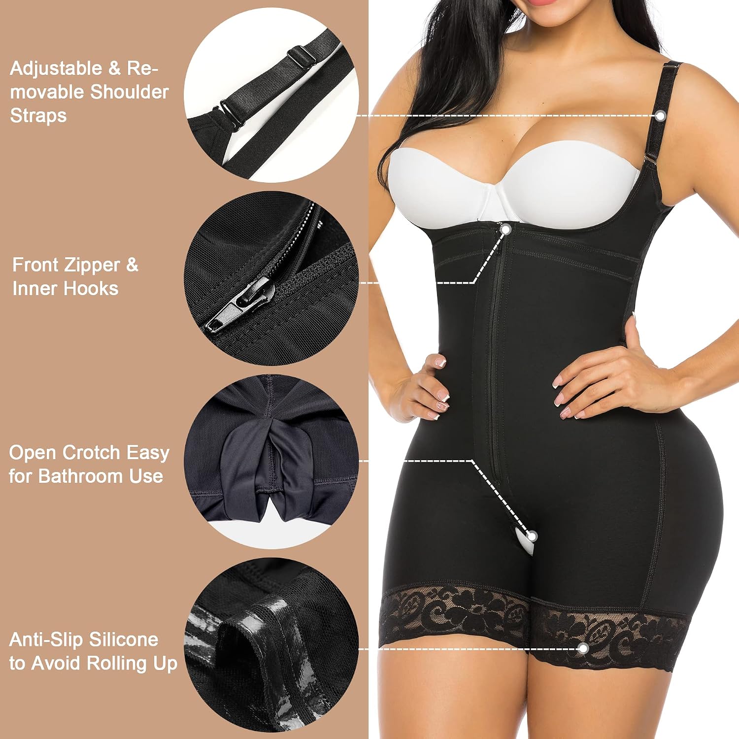 Detalle de YIANNA Colombian Shapewear Body Shaper for Women, Tummy Control and Butt Lift