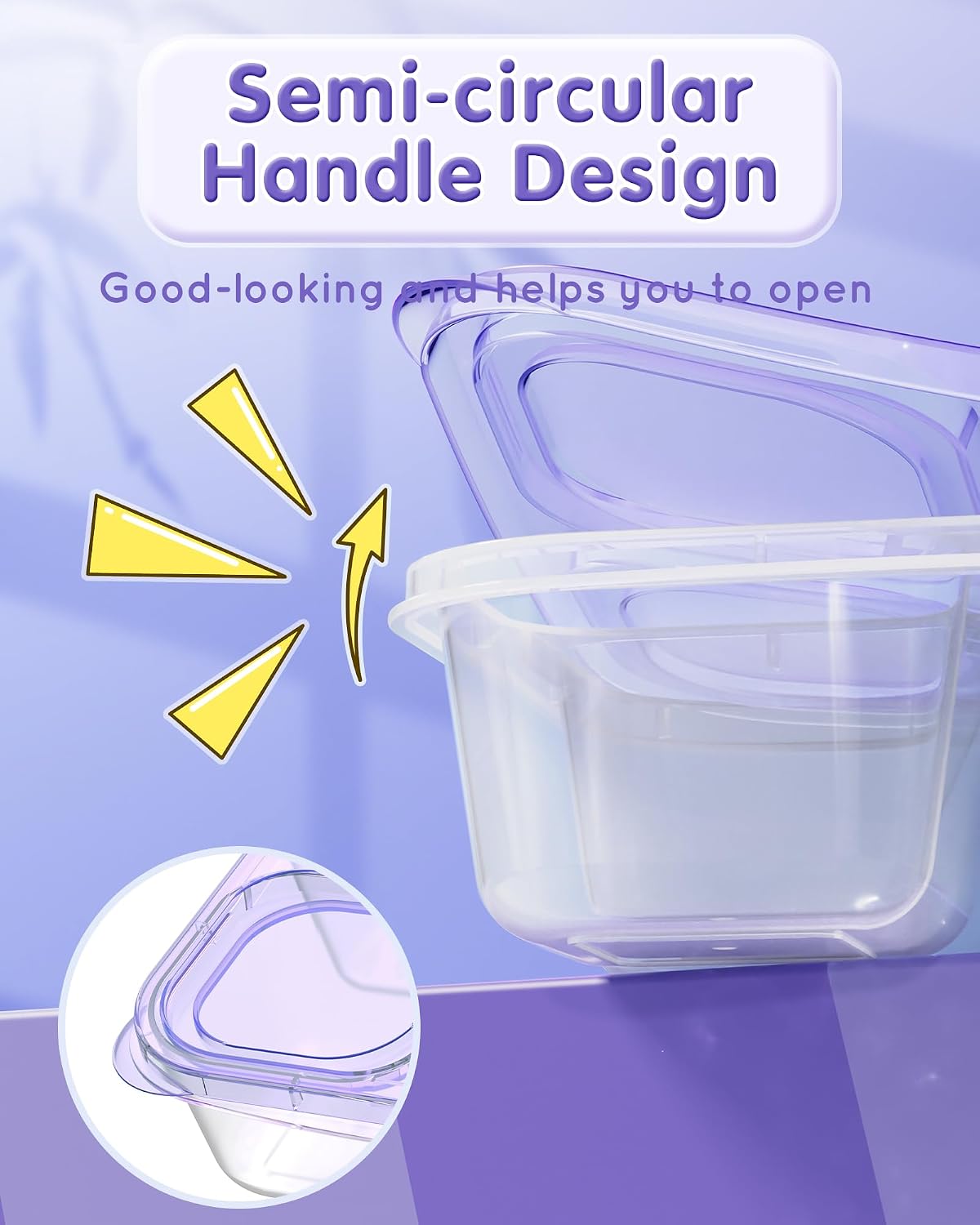 Detalle de Canfanni 5-Piece Bento Snack Containers, Clear 4-Compartment, 2-Cup Capacity
