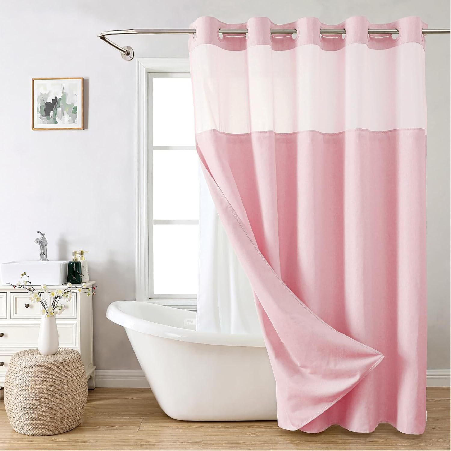 Thumbnail 6 de eachope No Hooks Needed Shower Curtain 71x74