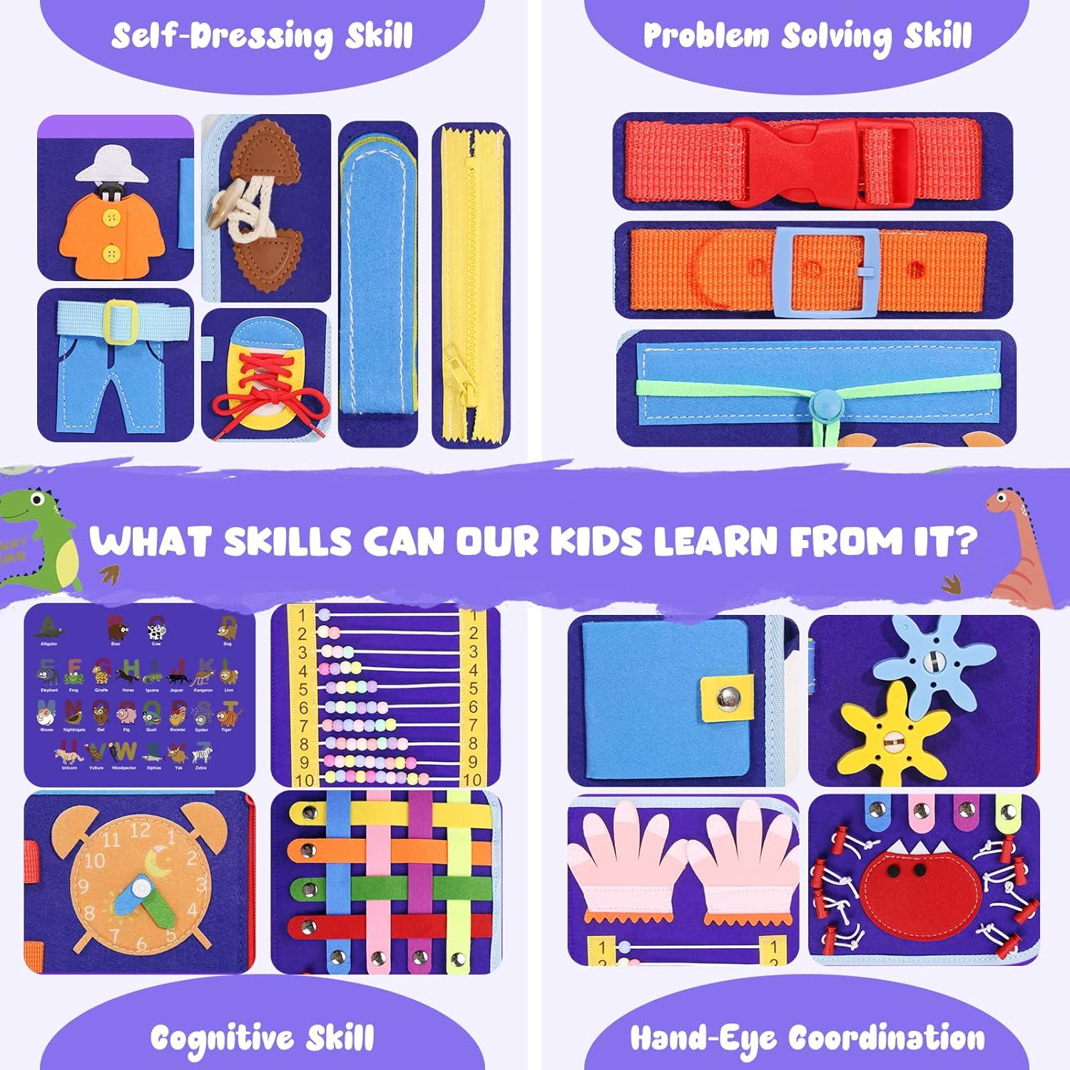 Detalle 2 de Montessori busy board sensory toy 18 activities