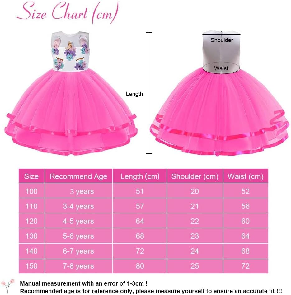 Thumbnail 6 de URAQT Vestito da principessa per bambina con collana e fascia – unicorno e arcobaleno, per cosplay e feste