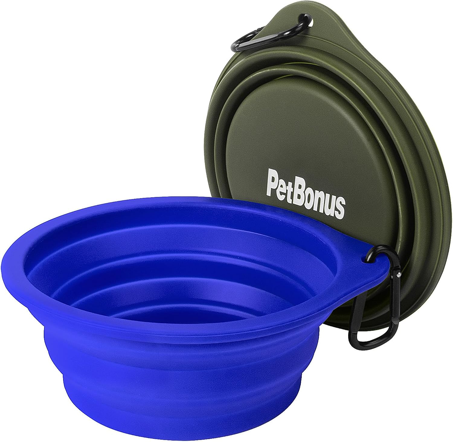 Thumbnail 6 de PetBonus 2-Pack Large Silicone Collapsible Dog Bowls (34oz/1000ml) – BPA-free travel bowls with carabiners