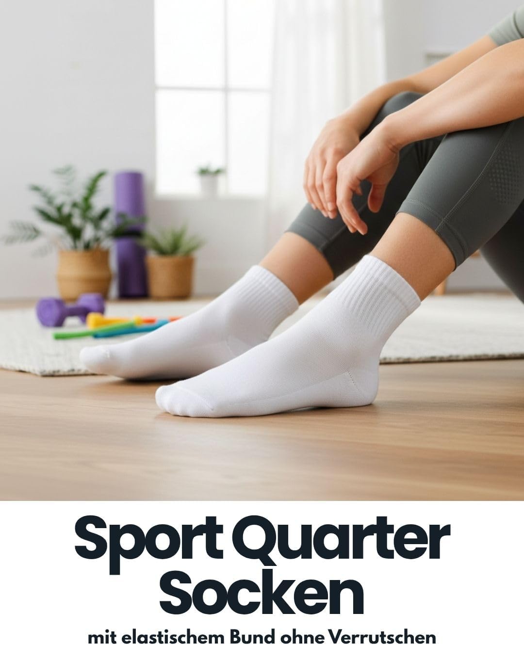 Detalle de sockenkauf24 10 Paar kurze Sportsocken (Quarter) – atmungsaktive Tennissocken aus Baumwolle für Damen & Herren