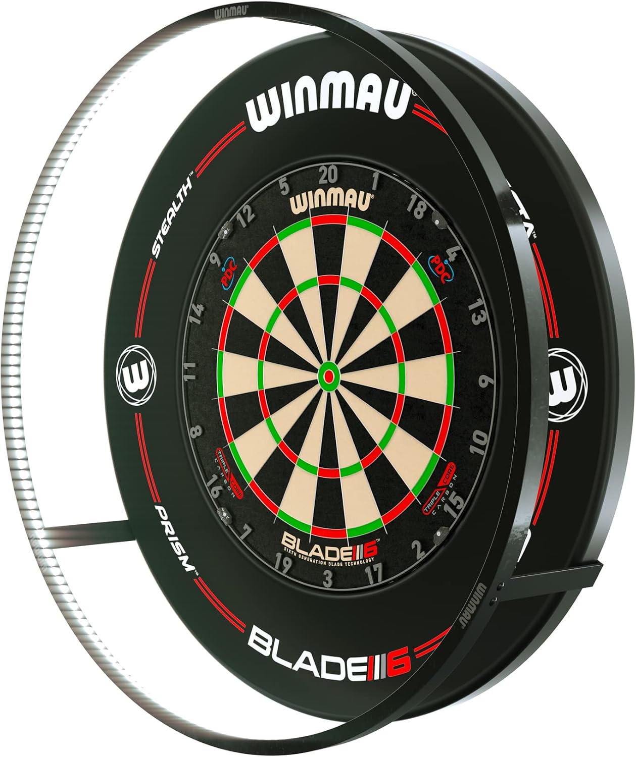 Detalle de WINMAU Plasma Dartboard Light (Black or Ice): 360° Shadow-Free LED Ring for Dartboards