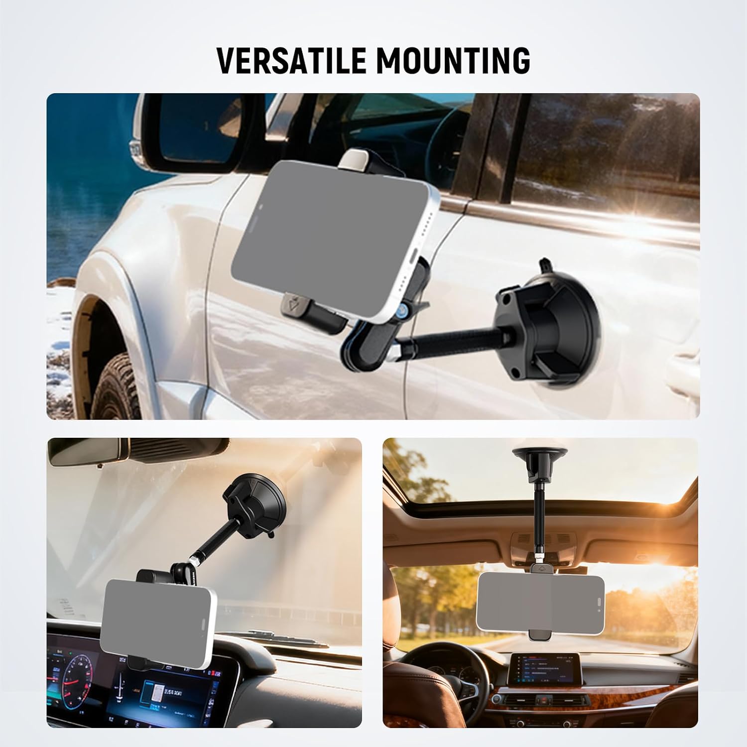 Thumbnail 6 de NEEWER PA137 Car Phone Holder with 360° Rotating Metal Arm and Vacuum Suction Cup