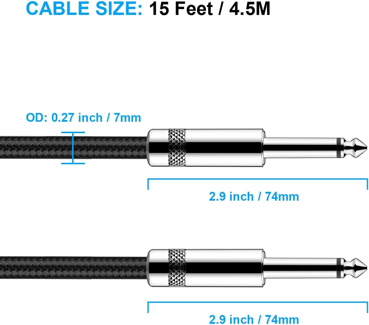 Thumbnail 1 de New Bee Guitar Cable 15ft instrument cable 🎸