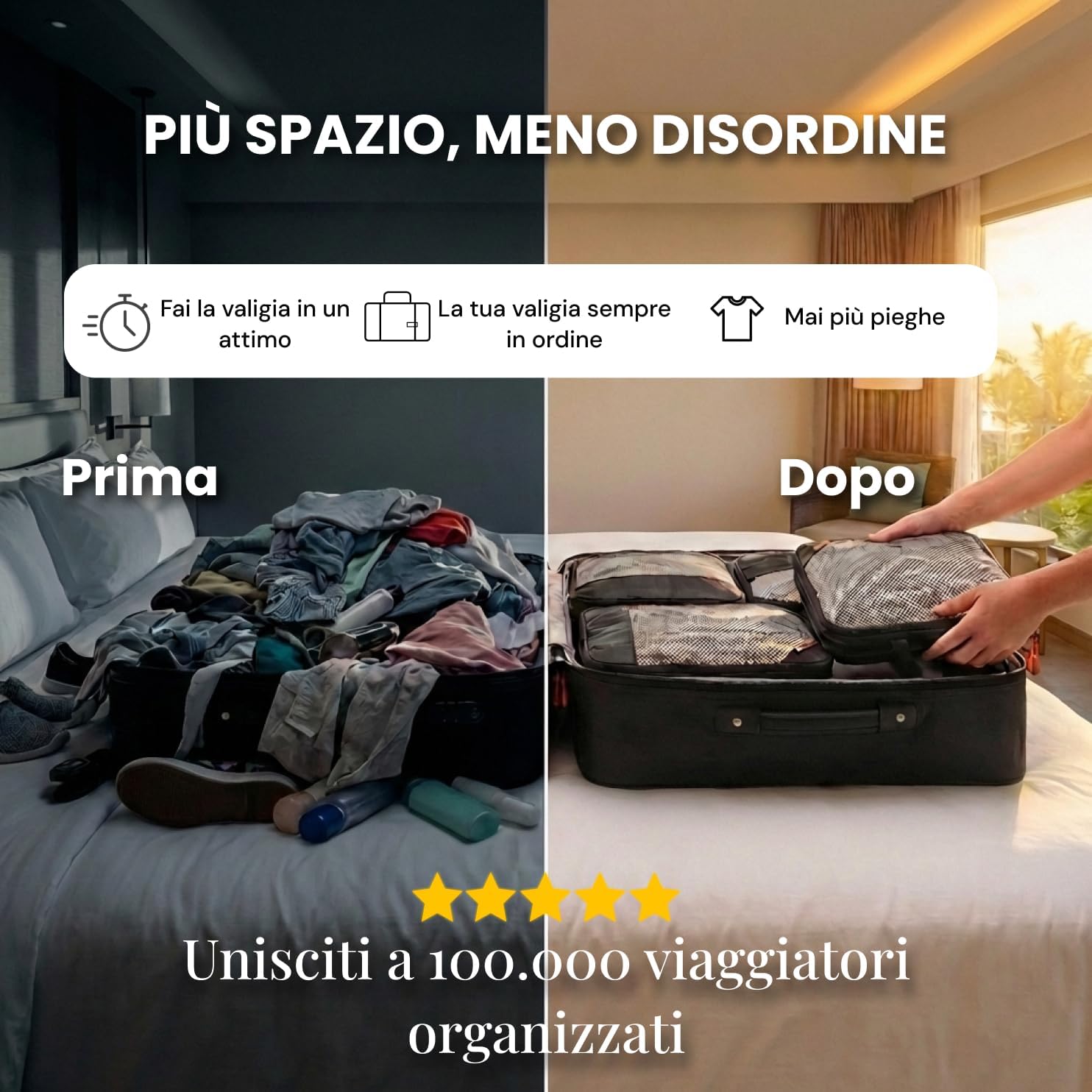 Thumbnail 1 de LOONARA Sacchetti compressibili per valigie e zaini – 7 pezzi, Cubi compressibili per viaggio (Azzurro Mariner Blu)