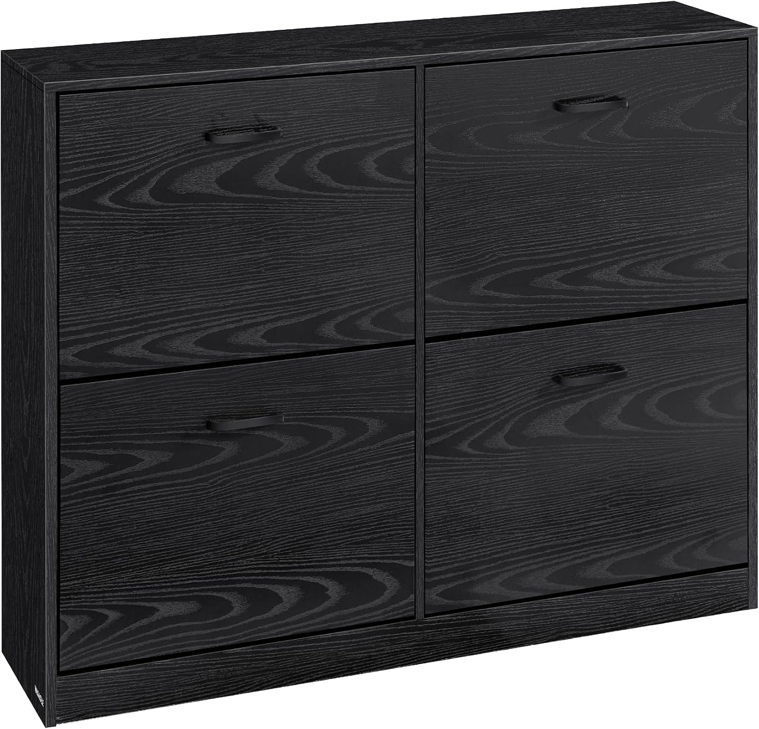 Detalle de VASAGLE LBC035B01 shoe cabinet, 4 flaps, adjustable dividers, ebony black