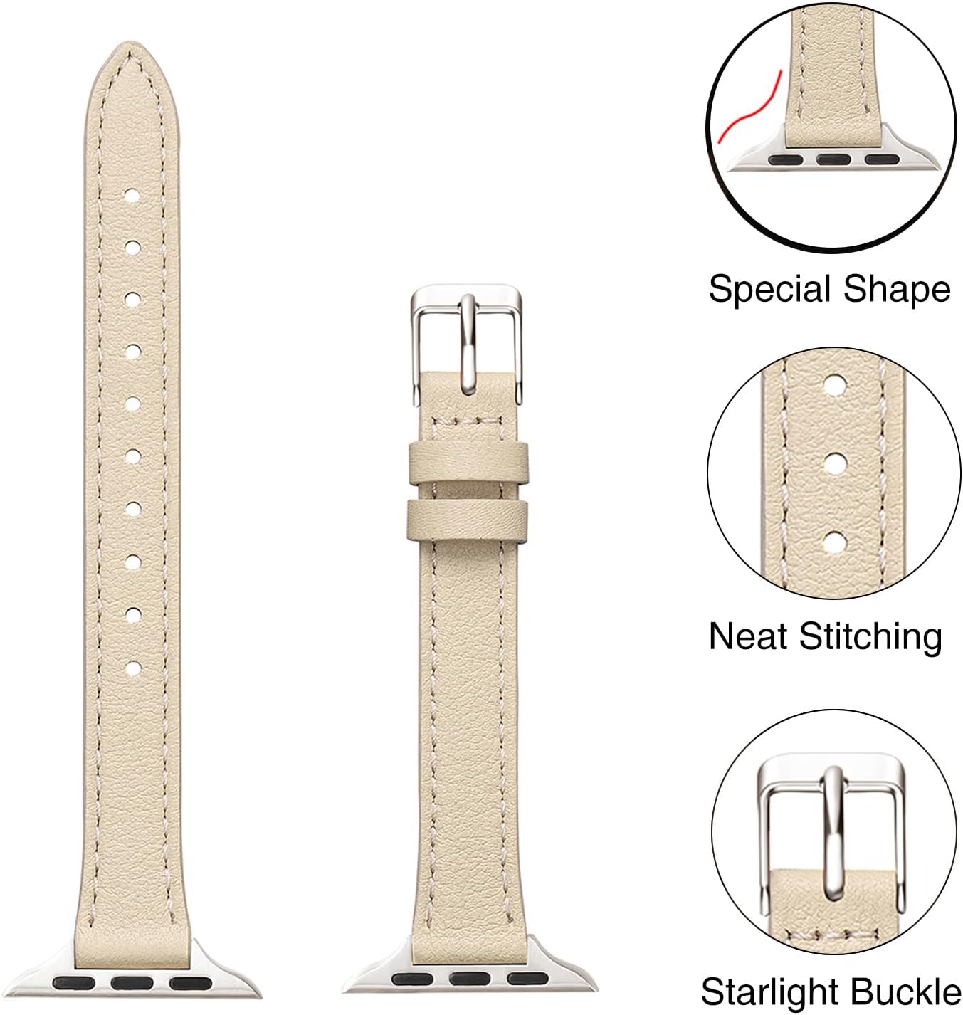 Detalle de SUNFWR Leather Strap for Apple Watch 42mm