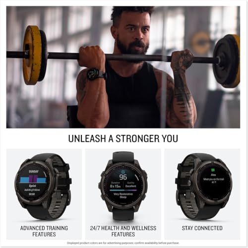 Detalle de Garmin fēnix 8 Solar Sapphire, 47mm DLC Titanium Black/Pebble Gray