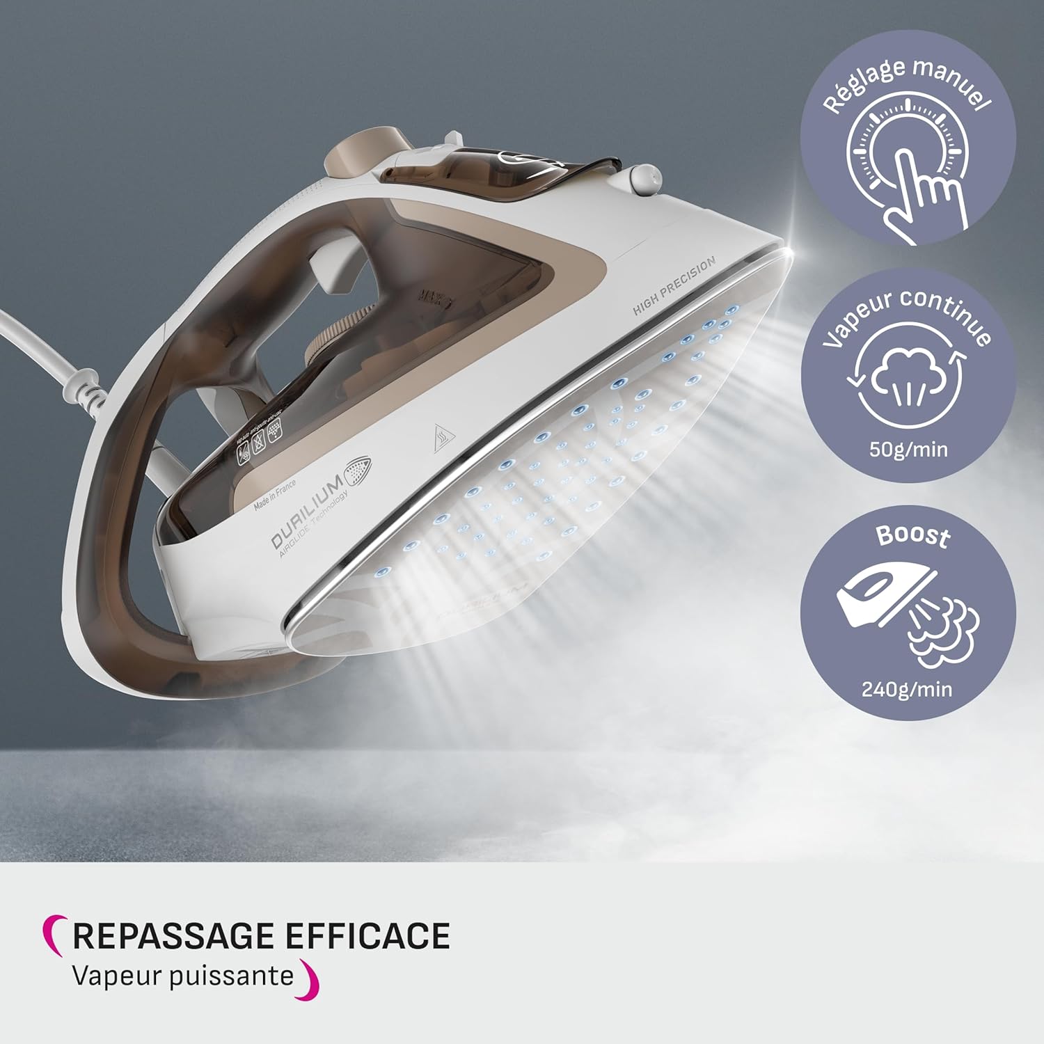 Detalle de Calor Easygliss Eco fer à repasser 2800 W : débit vapeur 50 g/min et pressing 240 g/min