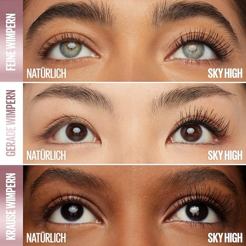 Detalle de Maybelline New York Sky High Cosmic Black Mascara – extreme Länge & kosmisches Volumen