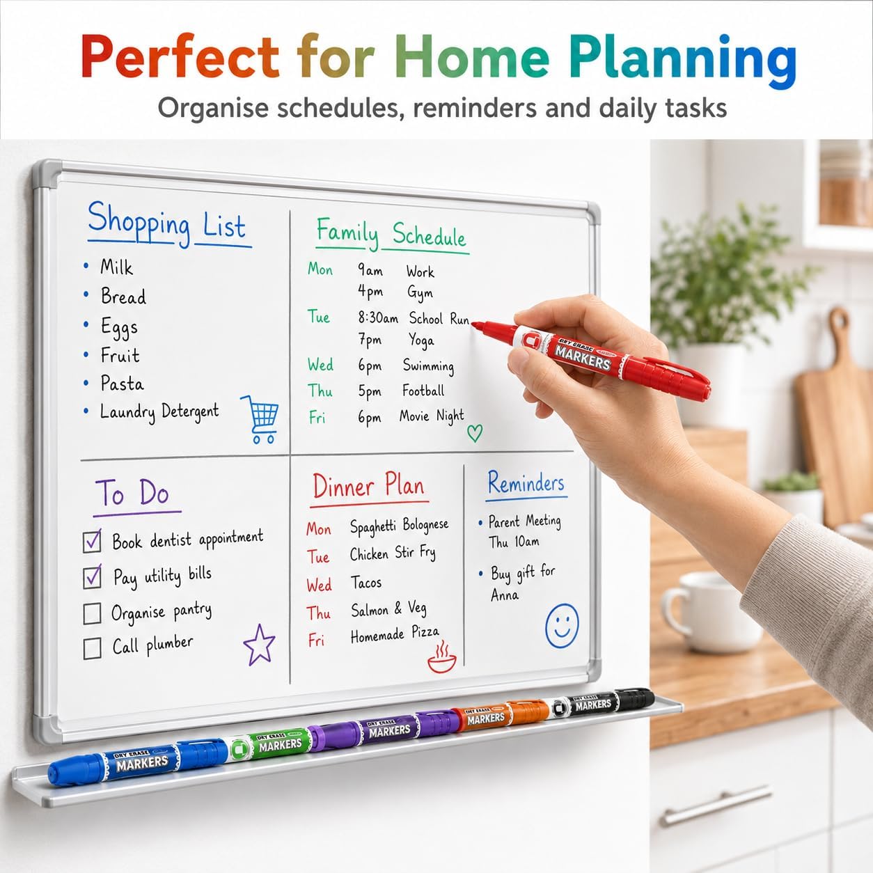 Thumbnail 2 de SUQJOY Whiteboard Pens 36 Pack – Medium Fine Bullet Tip Dry Wipe Markers