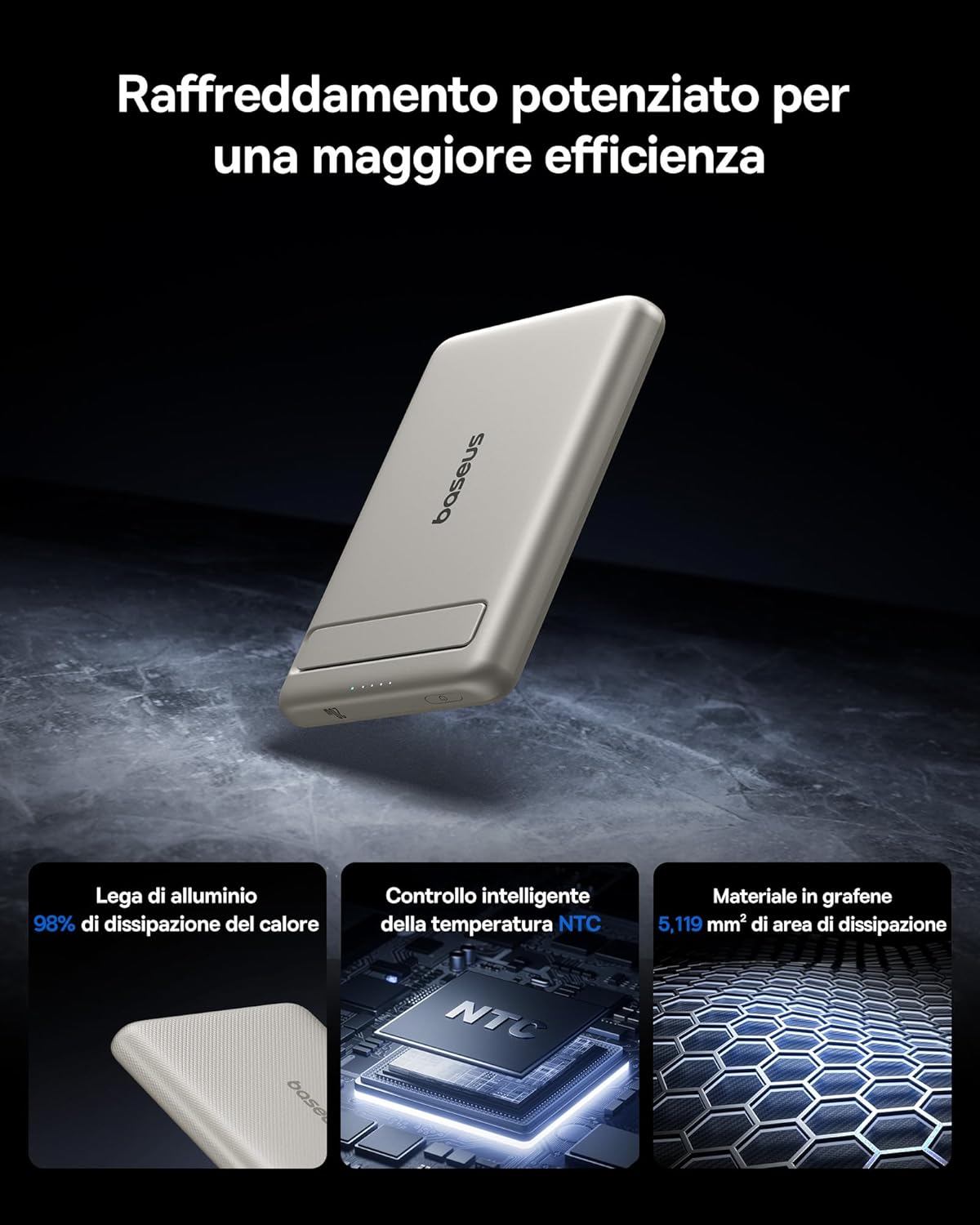 Thumbnail 5 de Baseus Mini MagSafe Powerbank 5000mAh 20W con Supporto Pieghevole – Titanio