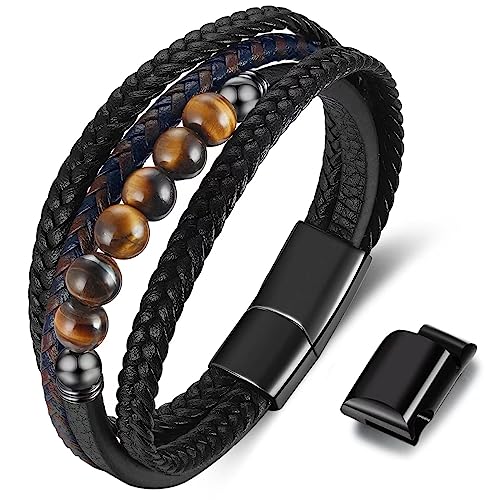 Detalle de Bracelet Pierre Homme en cuir noir - Gkmamrg, 22,5 cm
