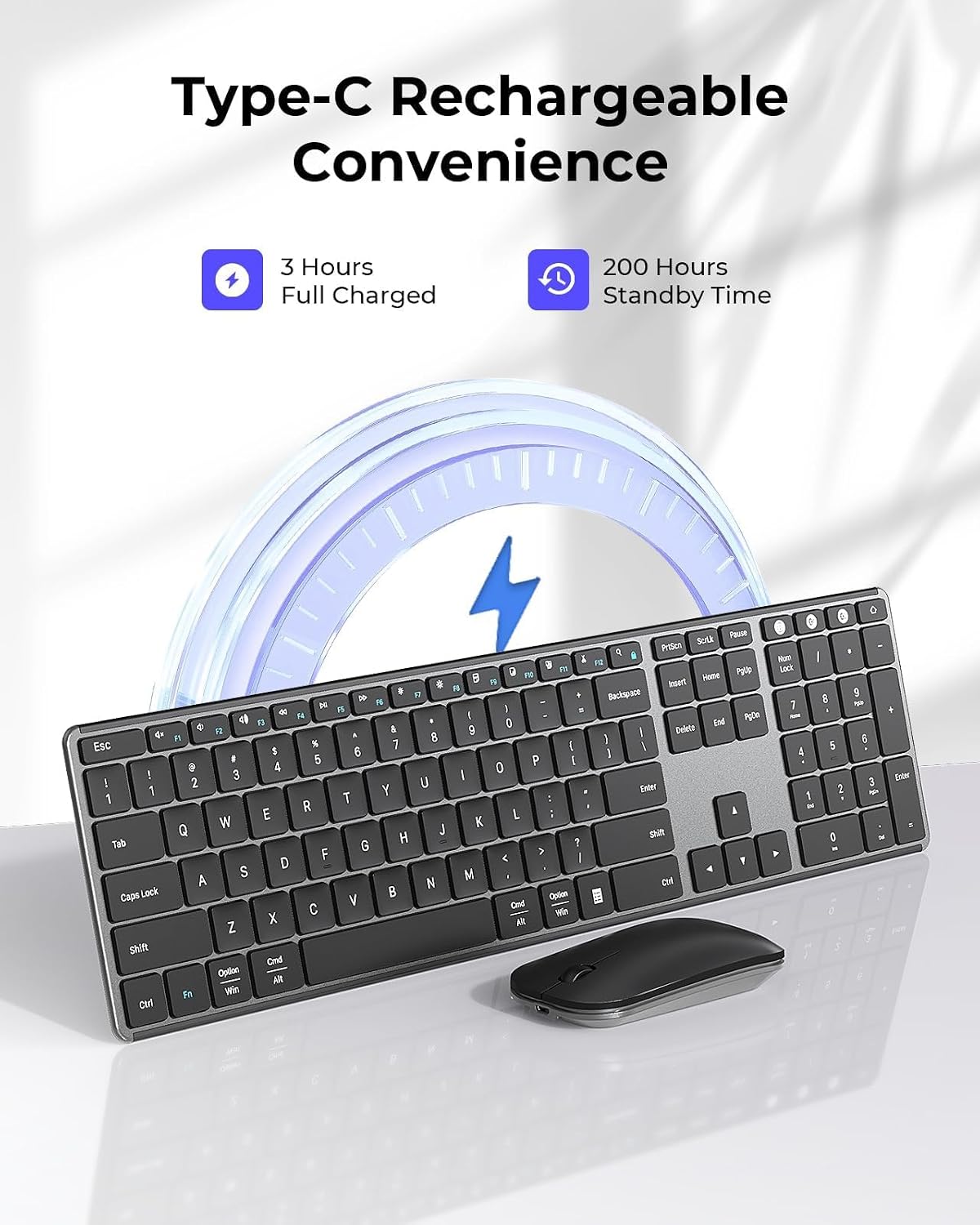 Detalle de seenda SKM64-3 Wireless Keyboard Mouse Combo 200h