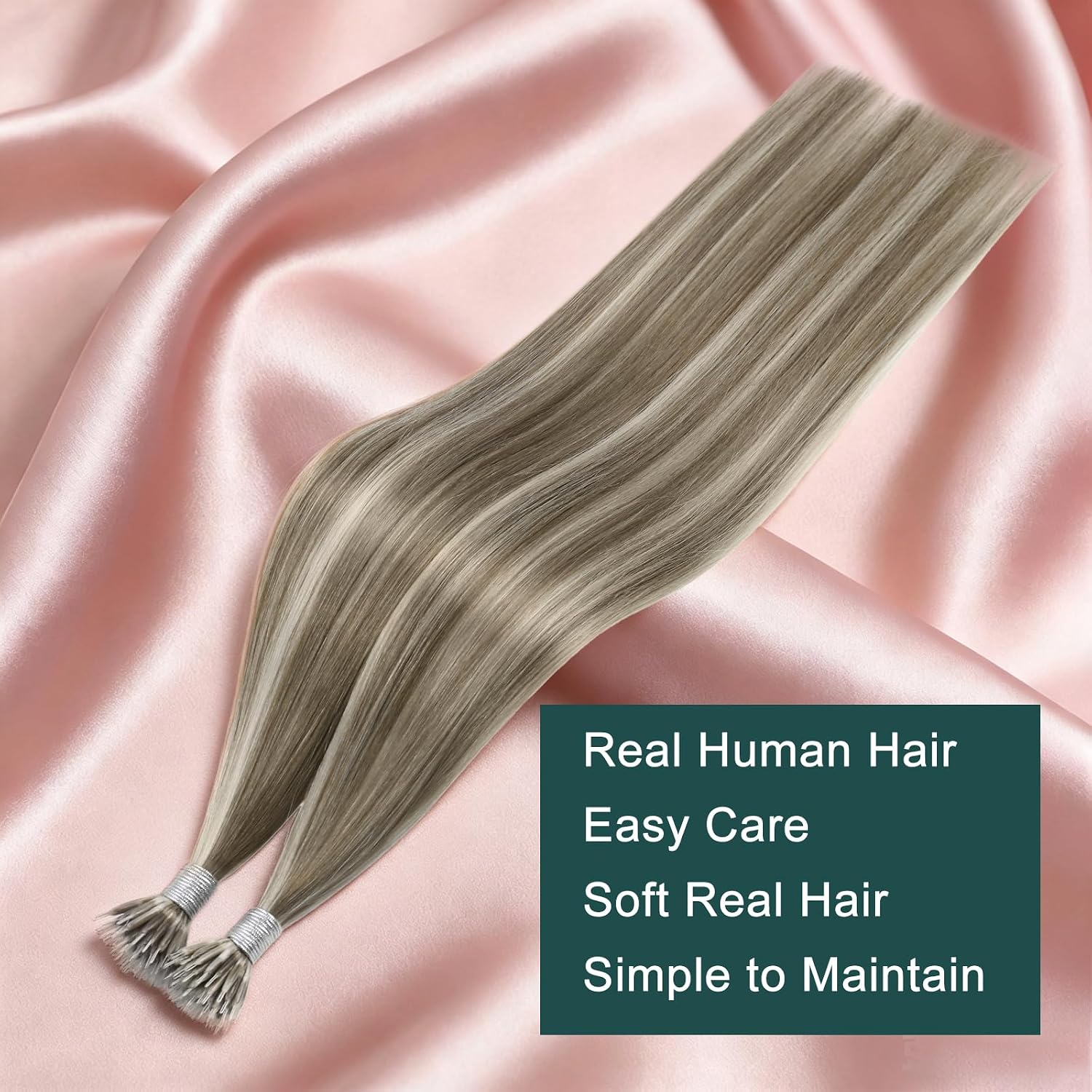 Detalle de Easyouth Nano bead human hair extensions, 22-inch