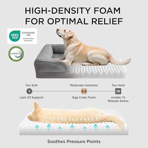Detalle de Bedsure Letto per Cani Grande 89x63x18 cm — Divano in schiuma uovo, sfoderabile