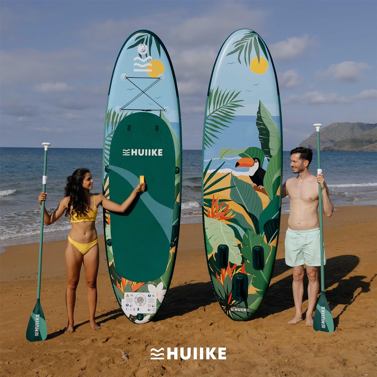 Thumbnail 6 de HUIIKE 10’ Inflatable Stand Up Paddle Board for Adults (Tropical Essential Set) with Paddle, Fins, Pump & Accessories