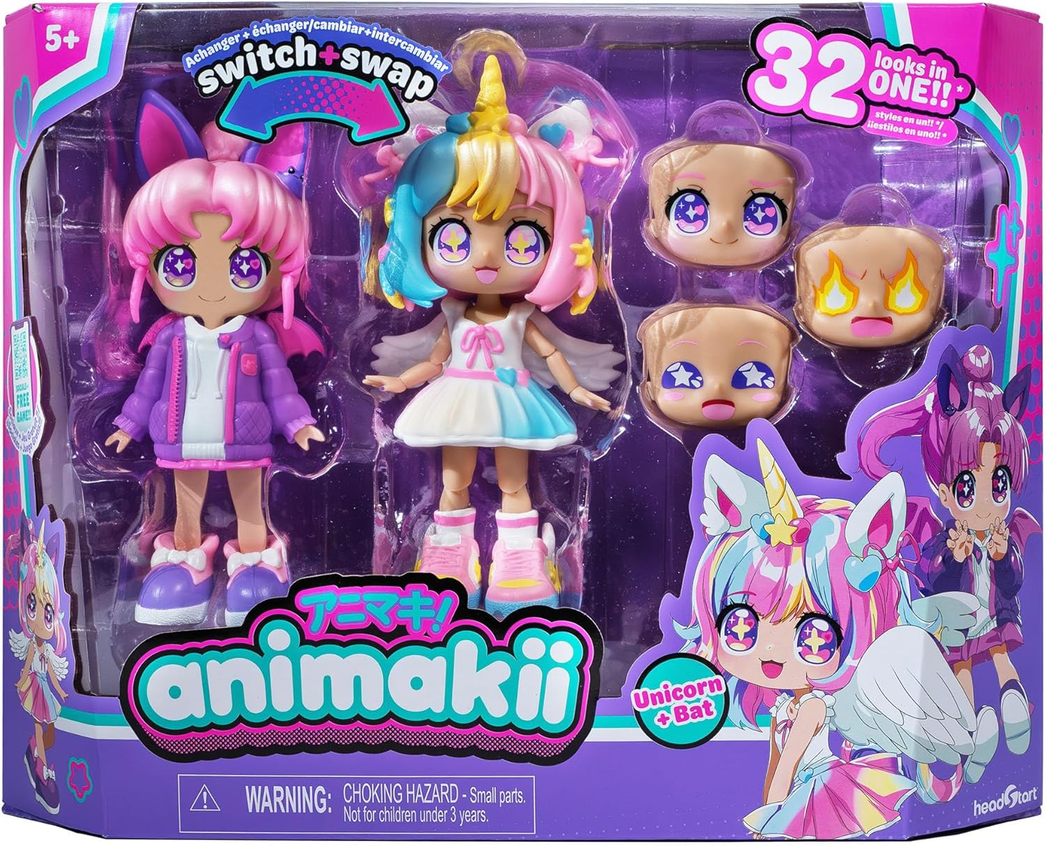 Thumbnail 1 de BANDAI Animakii Einhorn und Fledermaus – personalisierbares Puppen-Set HEA26348